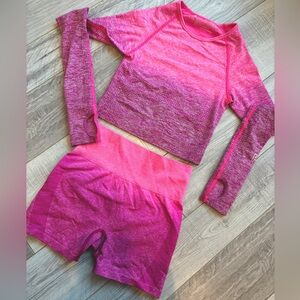 Victoria Secret Pink Seamless Athletic Set Shorts Top XS